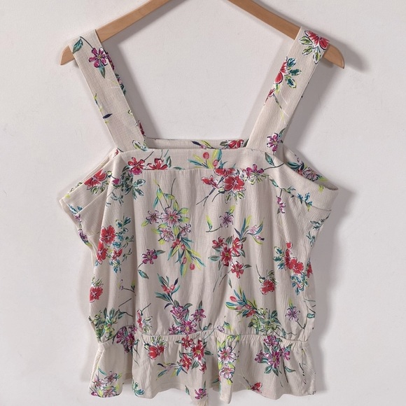 TIME & TRU Side Button Tank Top Khaki Safari Floral Size XL (16/18) - Picture 9 of 9